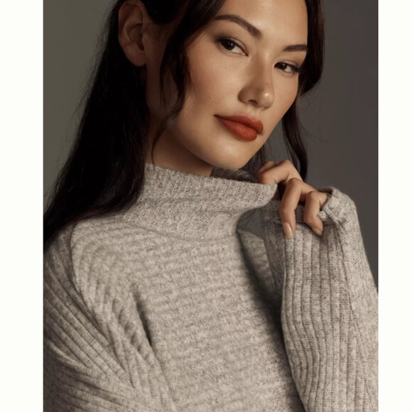 Pilcro Cozy Ribbed Turtleneck Batwing Pullover Light Grey - M - NWT - Picture 4 of 9